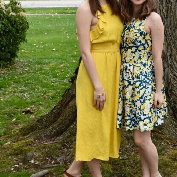 Zara trf yellow midi dress - Picture 1 of 3